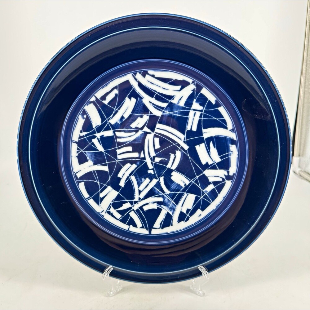 Dansk Etchings Blue 12” Porcelain Wall Plate Abstract Design Japan Vintage